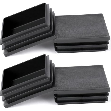 Bouchons Carrés 50x50mm - Lot de 4 - Plastique PE Noir - Protection Sol et Silence - Pour Chaises Tables Canapés - Embouts Robustes (1/5)