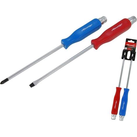 Neilsen 2pc PH2 & Flat Head Long Precision Magnetic Hex Screwdriver Set 150mm (1/2)