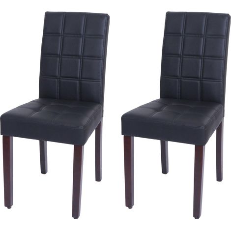 Set di 2 sedie da pranzo HHG-298c, sedia da cucina imbottita con schienale, ecopelle, nero