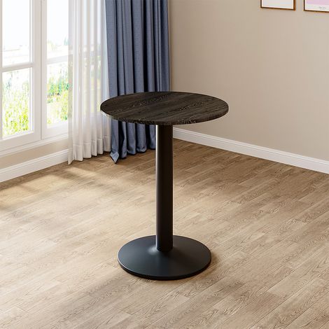 Black Round Cafe Table with Metal Base (1/5)