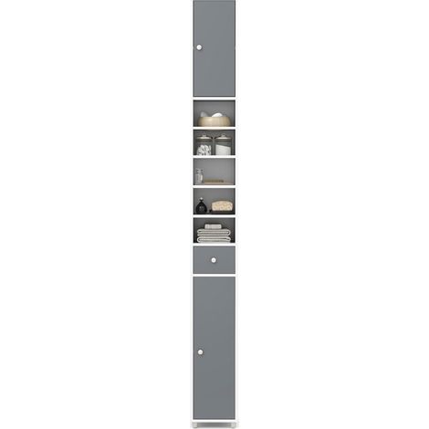 Mobile contenitore per bagno colonna 20 x 20 x 180 cm spazio di archiviazione ottimale stile semplice in MDF grigio e bianco 200012730