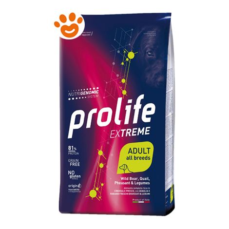 Prolife Dog Extreme Adult All Breeds Cinghiale, Quaglia, Fagiano e Legumi - Prolife Dog Extreme Adult All Breeds Cinghiale, Quaglia, Fagiano e Legumi - Sacco Da 10 Kg