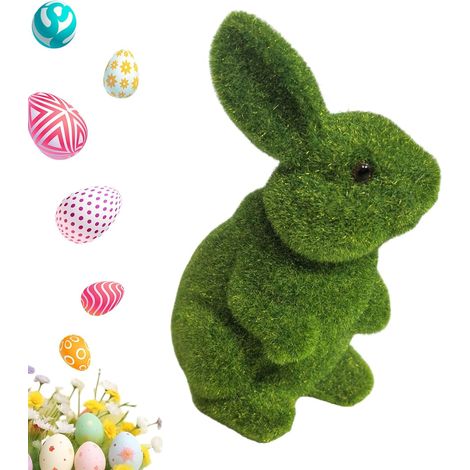 Hasenstatue Tischdekoration Ostern Frühling beflockt