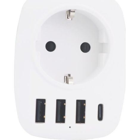 Multiprise USB, chargeur USB avec 1 sortie secteur, 1 port USB-C et 3 ports USB, compatible avec iPhone/iPad, idéal pour la maison (1/5)