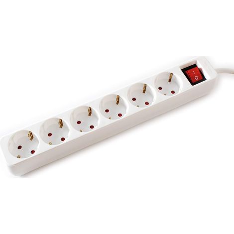 VALUE MULTIPRISE 6 PRISES AVEC INTERRUPTEUR BLANC 1,5 M