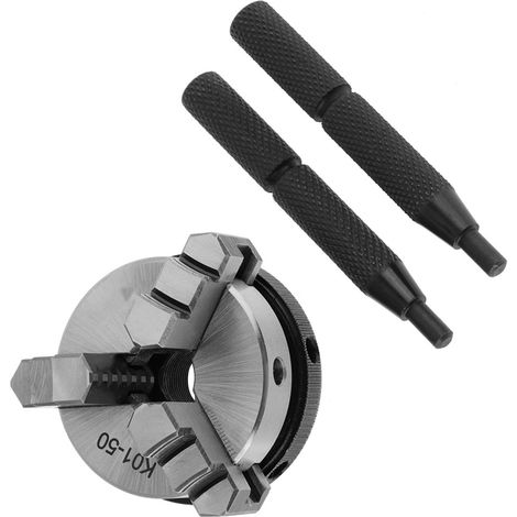 Mandrin à main manuel 50 mm K01-50 pour bois, mini mandrin de tour avec 3 mors et filetage de fixation (1/5)