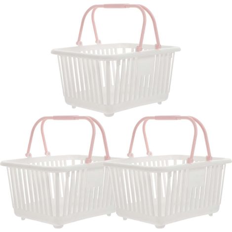 Lot de 3 petits paniers à jouets en plastique avec poignées, paniers de bureau compacts pour petits objets (1/5)