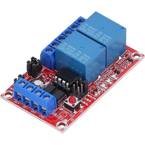 Relaismodul 2-Kanal-Taster mit Selbstverriegelung, Hoch-/Niedrigpegel-Auslösung und Kontrollleuchte (5 V)