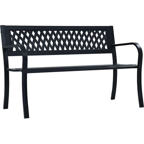 Banc de jardin Banquette de Jardin - Mobilier de jardin 125 cm Noir Acier BV402187 - BonneVie (1/5)