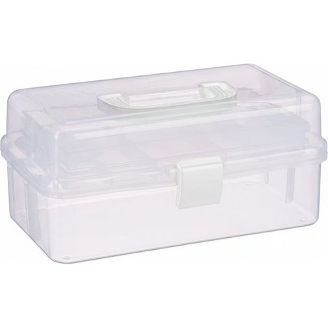 Pratica scatola portaoggetti trasparente 14,5 x 33 x 19 cm con 9 scomparti contenitore versatile in plastica trasparente 130014400