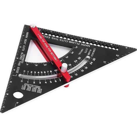 Équerre de menuisier en alliage d'aluminium avec échelle laser précise et goniomètre intégré (18 cm). (1/5)