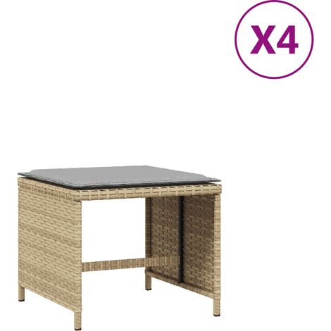Maison Exclusive - Sgabelli Giardino Cuscini 4pz Beige Misto 40x40x35cm Polyrattan