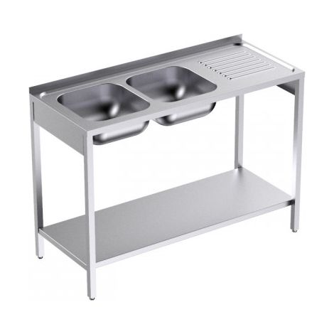 Plonge Inox avec Bâti et Etagère Profondeur 500 Egouttoir Droite - Distform