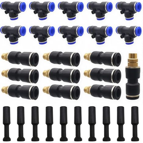 CYRILL – Buse de brumisation, Buse d'irrigation directe en laiton 10 pièces avec 10 connecteurs de type T + 10 bouchons d'étranglement pour l'irrigation, la serre, la pelouse (1/5)