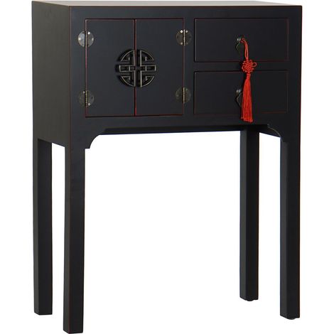Console Table console en bois de sapin et MDF coloris noir - Longueur 63 x Profondeur 26 x Hauteur 83 cm -PEGANE- (1/4)