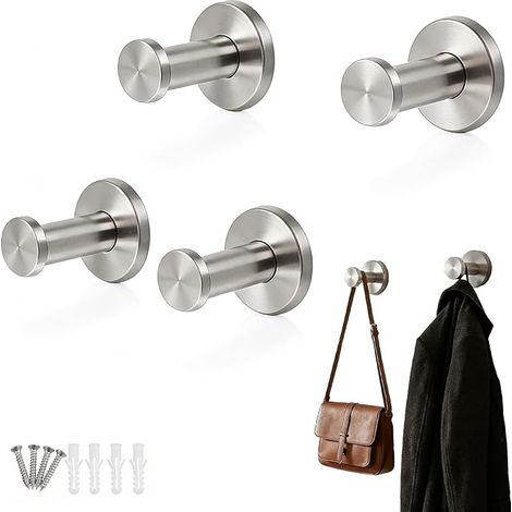 Wall Mounted Hooks Round Stainless Steel Towel Hook Bathroom for Bedroom, Kitchen and Entrance (1/5)