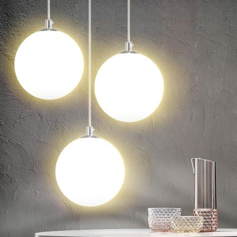 Lampadario Lampada Sospensione Sfera 20 cm Design Moderno Paralume Vetro E27 (1/5)