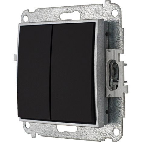 Interruptor doble sin marco, Karlik mini, negro mate/plata (1/5)