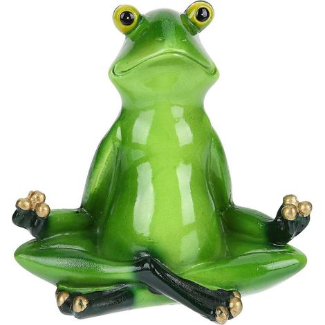 Figurine de grenouille amusante, statue de grenouille de yoga, sculpture animale, centre de table créatif, décoration de bureau, grenouille de méditation et de yoga-10.5x10.5cm-Green