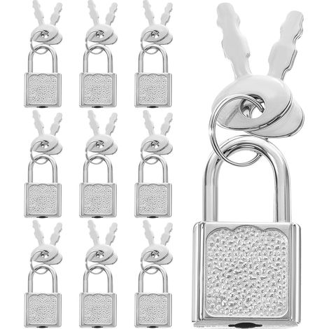 Lot de 10 mini cadenas avec clé, petit cadenas pour bagages, sacs de voyage, valises, chaînes, casiers Argenté (1/5)