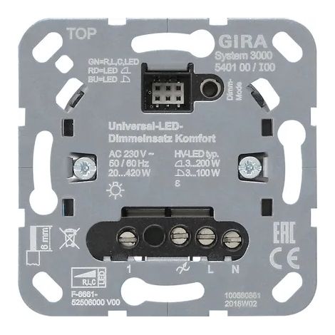 Gira S3000 Uni-LED-Dimmeins. Komfort Mecanismo [540100], 5401 00