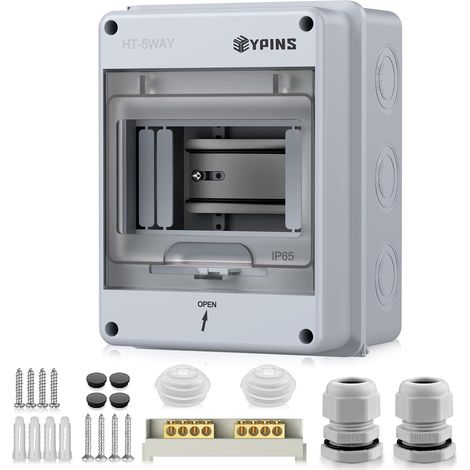 1 boîte de distribution 5 modules ip65 abs pc montage en saillie jardin extérieur (1/5)