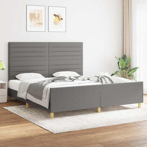 Cadre de lit sans matelas gris foncé 180x200 cm tissu (1/5)