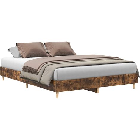 Maison Exclusive - Bettgestell ohne Matratze Räuchereiche 140x200 (1/5)
