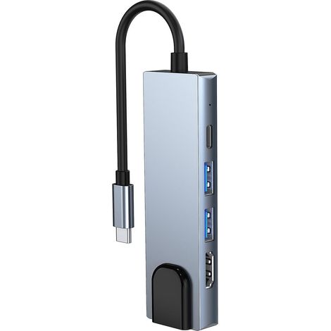 5-in-1 USB-C-Hub, multifunktionale Typ-C-Dockingstation mit 4K@30Hz HM+USB3.0+USB3.0+RJ45+87W Netzteil (1/5)