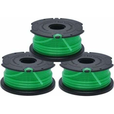Ersatzspulen für Rasentrimmer, automatische Fadenvorschubspule, 3 x 6 m strapazierfähiger Nylonfaden, 2 mm Durchmesser, Fontainebleau, 3er-Pack, Grün