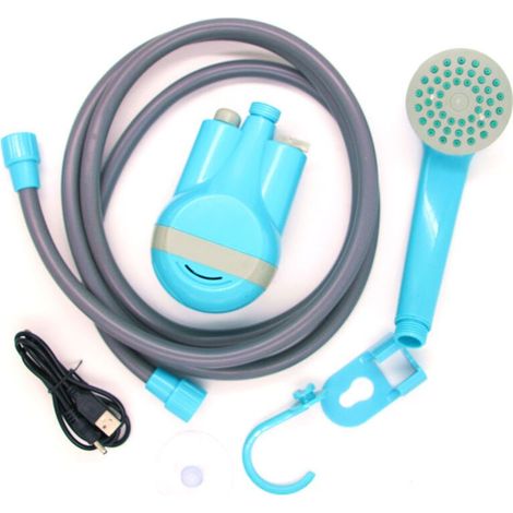 SJLERST Douche portative, Pompe de douche portative USB rechargeable pour l'extérieur et l'intérieur avec 2 buses pour le camping, le voyage, le lavage de voiture et la piscine (1/5)