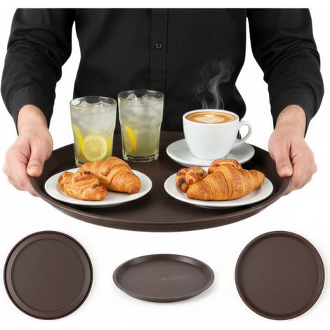 VASSOIO DA CUCINA ROTONDO ANTISCIVOLO MARRONE 36 cm