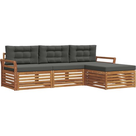 Conjunto de sofás de exterior 4 uds. Natural y Antracita vidaXL (1/5)
