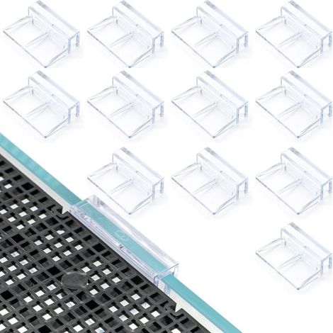 6mm 12 Pièces Supports de Couvercle d'Aquarium, Attaches de Couvercle en Acrylique pour Aquariums sans Cadre Porte-Couvercle Étanche avec Clips de Fixation (1/5)