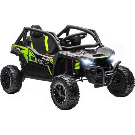 Voiture électrique enfant UTV KAWASAKI TERYX KRX 1000 12V 2 moteurs 25W télécommande 2,4GHz noir 100x64x56 cm pour aventures amusantes (1/5)