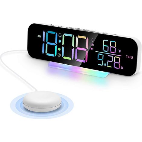 Réveil, grand écran numérique LED, double alarme, plusieurs couleurs RVB disponibles. (1/5)