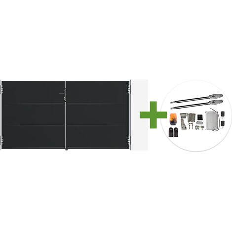 Portail battant acier noir mat 3m NALI H.160cm + moteur Tanker B250 (1/5)