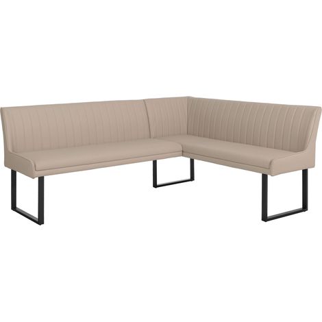 Panca angolare HHG-897, sala da pranzo, ecopelle metallo 210x159 cm, beige (1/5)