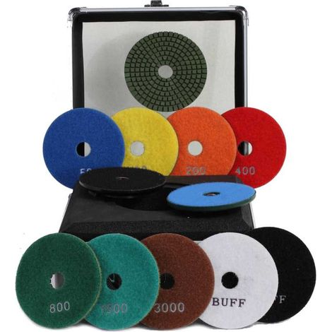 Nass-Schleifpad mit Klettverschluss Set 12 tlg. 125 mm
