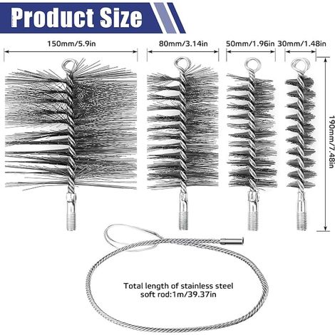 Chimney Sweeping Stove Chimney Cleaning Brush Kit 30/50/80/150 mm Hedgehog Chimney Cleaning Stainless Steel with 1 m of Steel Wire for Chimney Cleaning (1/4)