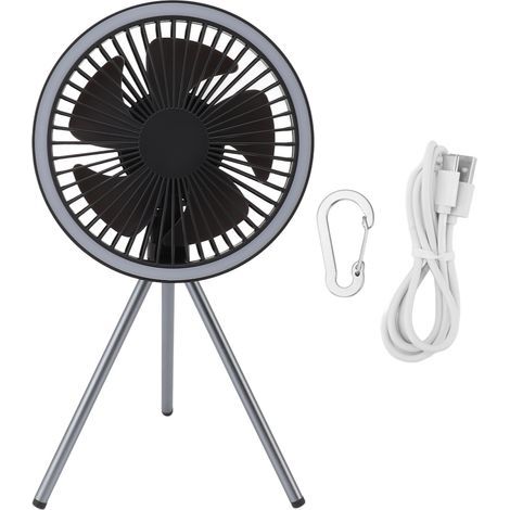 Tripod camping fan with LED and 10000 mAh battery – Grey, 34 cm, clock function and 3 speeds (1/5)