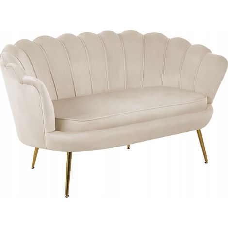 SOFÁ DOS PLAZAS TAPIZADO TERCIOPELO BEIGE CLARO FURNITEX (1/5)
