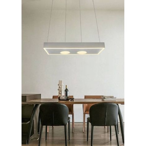 TrAdE Shop Traesio - Lampadario Led Moderno Minimal Lampada Sospensione 40w Luce Calda Naturale Lp-08b - -Bianco Caldo -