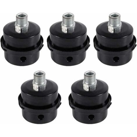 Compresseur d'air Filtre Silencieux,5 Pcs Male Filetage Metal Coque Filtre Silencieux Noir en Métal pour Compresseur d'air (16mm) (1/3)