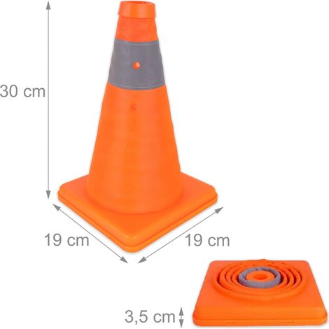 Set di 4 coni di sicurezza pieghevoli per delimitazione allenamento esterno 40 x 40 x 40 cm in PVC arancione 130017739