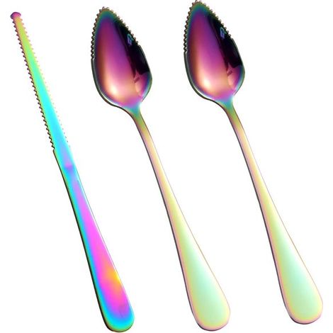 Dailygoods, Cucharas de acero inoxidable para pomelo de 16,5 x 3 cm, Cuchillo para pomelo de 18,5 cm, Utensilios para comer, Cuchara para fruta (1/5)