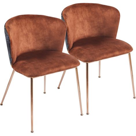 Set da 2 sedie moderne mattone con eleganti gambe in oro rosa - Charles (1/5)
