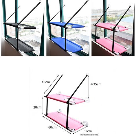 Perchoir fenêtre hamac panier double ventouses siège pour chat été en maille refroidissement - confortable et pratique (1/5)