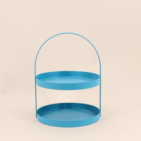 Plateau double en métal bleu 27x22cm (1/4)