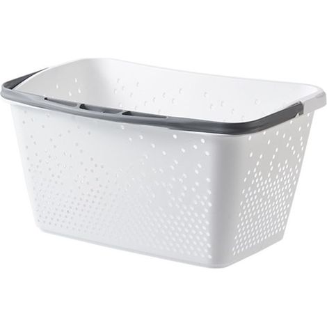 HOXILEELEO - Panier à linge ajouré ergonomique, blanc, dimensions 41,5 x 29,5 x 21,5 cm (1/4)
